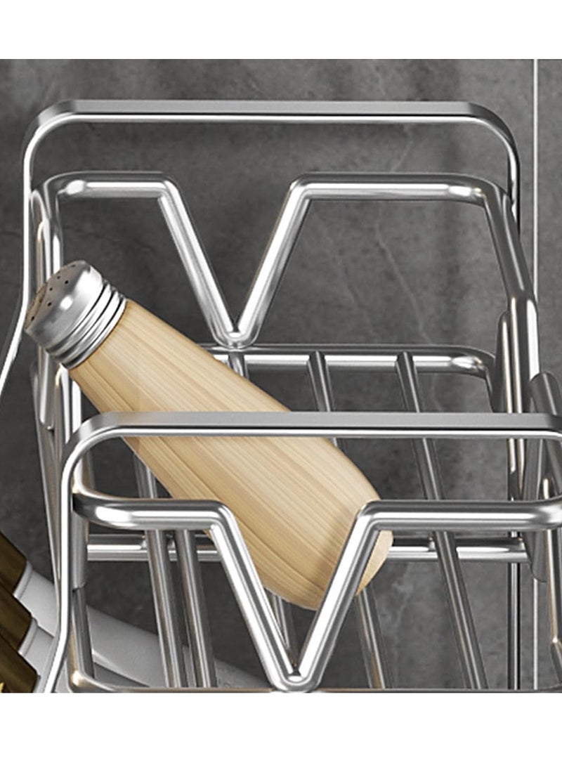 TYCOM Spice Rack Kitchen Shelf Organizer Countertop 3 Tier Large Standing Seasoning Rack for Storage Spice Kitchen Spice Organizer Spice Holder with Angled 3 Tier Silver.  - Image 5