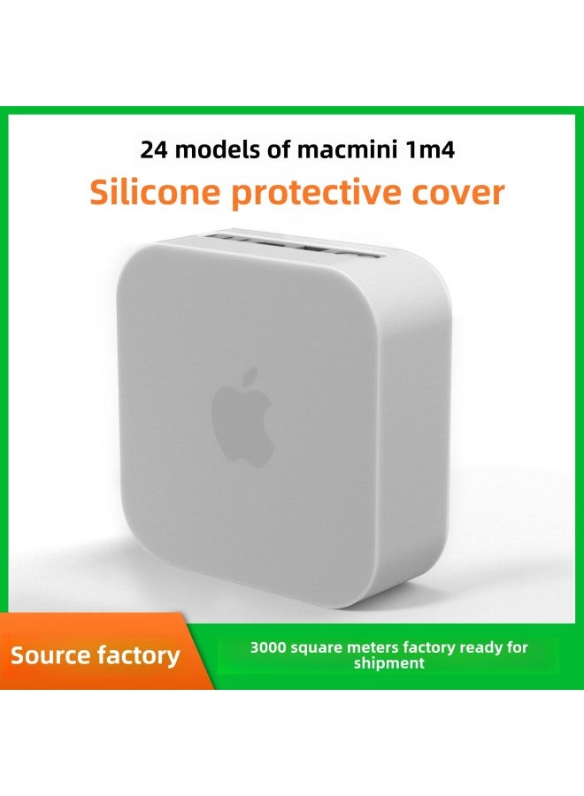Suitable For Apple Mac Mini M4 Computer Host Dust-proof Anti-fall Silicone Protective Cover Manufacturer Shell-Specifications:Translucent Gray  - Image 2
