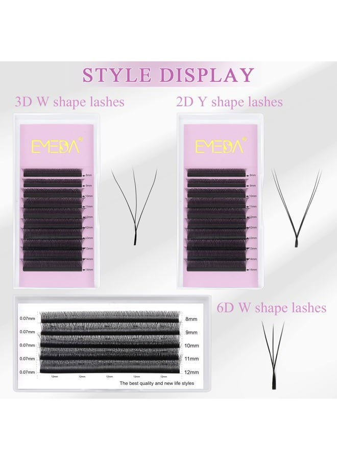 EMEDA W Lash Extensions D Curl .07mm 8-14mm Mix Tray Premade Volume 3D Fans Eyelash Extension .07 Mix W Type Wispies Soft Eye Lashes Supplies by EMEDA （0.07 D 8-14mm） - Image 5