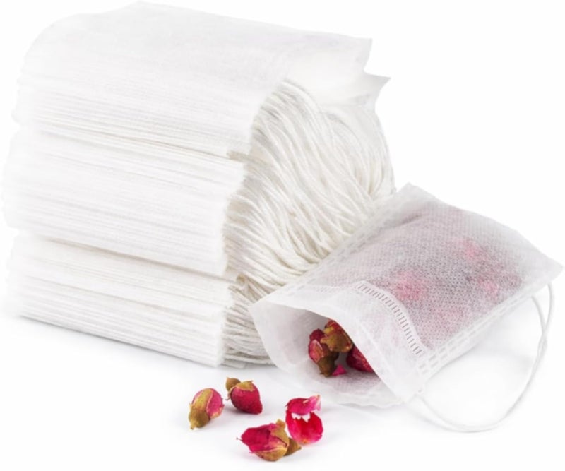 100Pcs Tea Filter Bags Disposable Empty Tea Bags with Drawstring, Food-Grade Loose Leaf Tea Infuser Bags for Herbal Tea, Spices, Coffee, and DIY Brewing at Home & CafÃ©