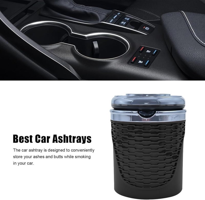 Multifunctional Car Ashtray with LED Light and Sealing Lid – Portable Cup Holder Ashtray, High Temperature Resistant Smokeless Car Ashtray with Removable Tray, Stylish Car Interior Ashtray for Car, Home and Outdoor Use - Image 4