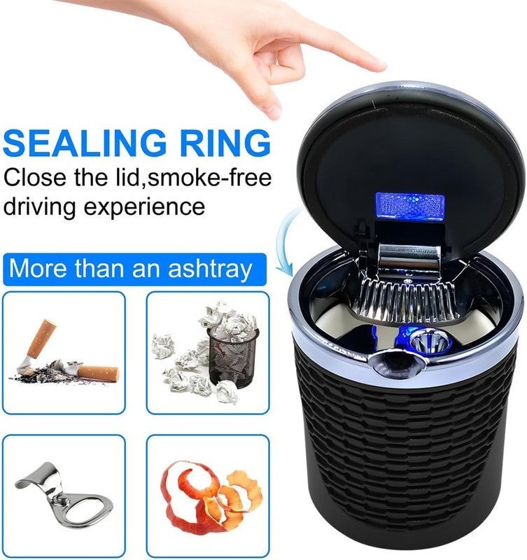 Multifunctional Car Ashtray with LED Light and Sealing Lid – Portable Cup Holder Ashtray, High Temperature Resistant Smokeless Car Ashtray with Removable Tray, Stylish Car Interior Ashtray for Car, Home and Outdoor Use - Image 2