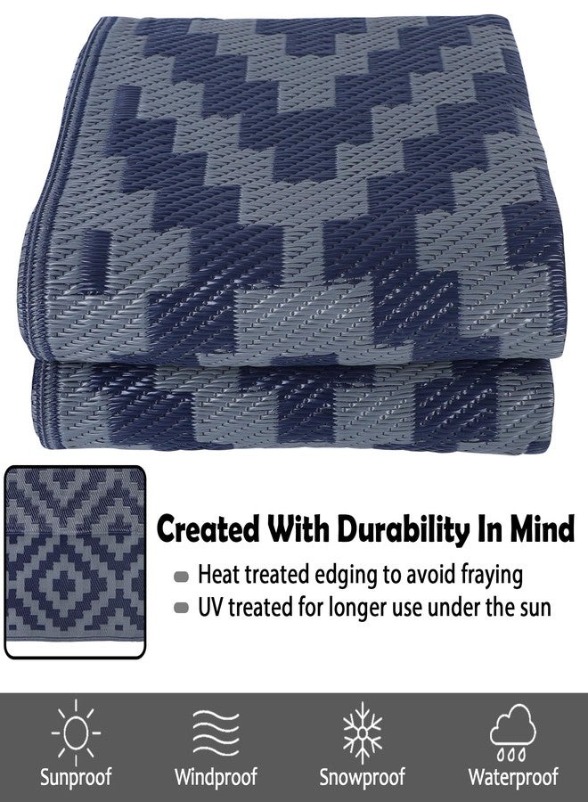 SAND MINE Reversible Mats, Plastic Straw Rug, Modern Area Rug, Large Floor Mat and Rug for Outdoors, RV, Patio, Backyard, Deck, Picnic, Beach, Trailer, Camping (5' x 8', Blue Grey Lattice) - Image 4