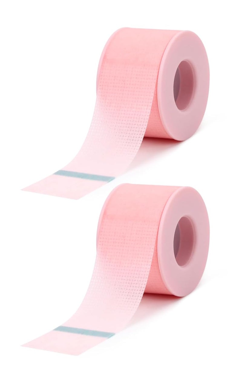LZM Lash Tape for Eyelash Extension 1in x 4yd Silicone Gel Breathable Micropore PainFree Removal Makeup Eyeshadow Tape Pink 2 Rolls
