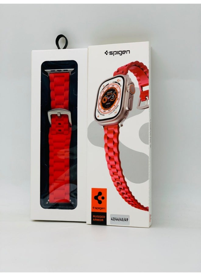 Generic - SP-04 Smart Watch Strap - Red: Compatible with 42/44/45/49mm sizes - Image 1