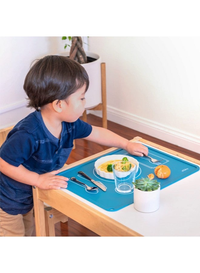 CHAMOS Montessori Placemat for Toddlers - Kids Silicone Mats for Dining Table - Set of 2 - Table Setting Learning (Rose and Grey) - Image 4