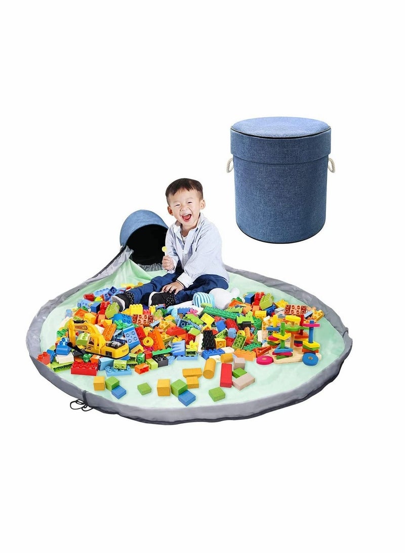 Y&D Toy Storage Organizer Baskets, Outdoor Quick Bag Collapsible Canvas Basket / Bin for Kids Room, Organizer, Prize Box Toys Classroom (blue) - Image 1