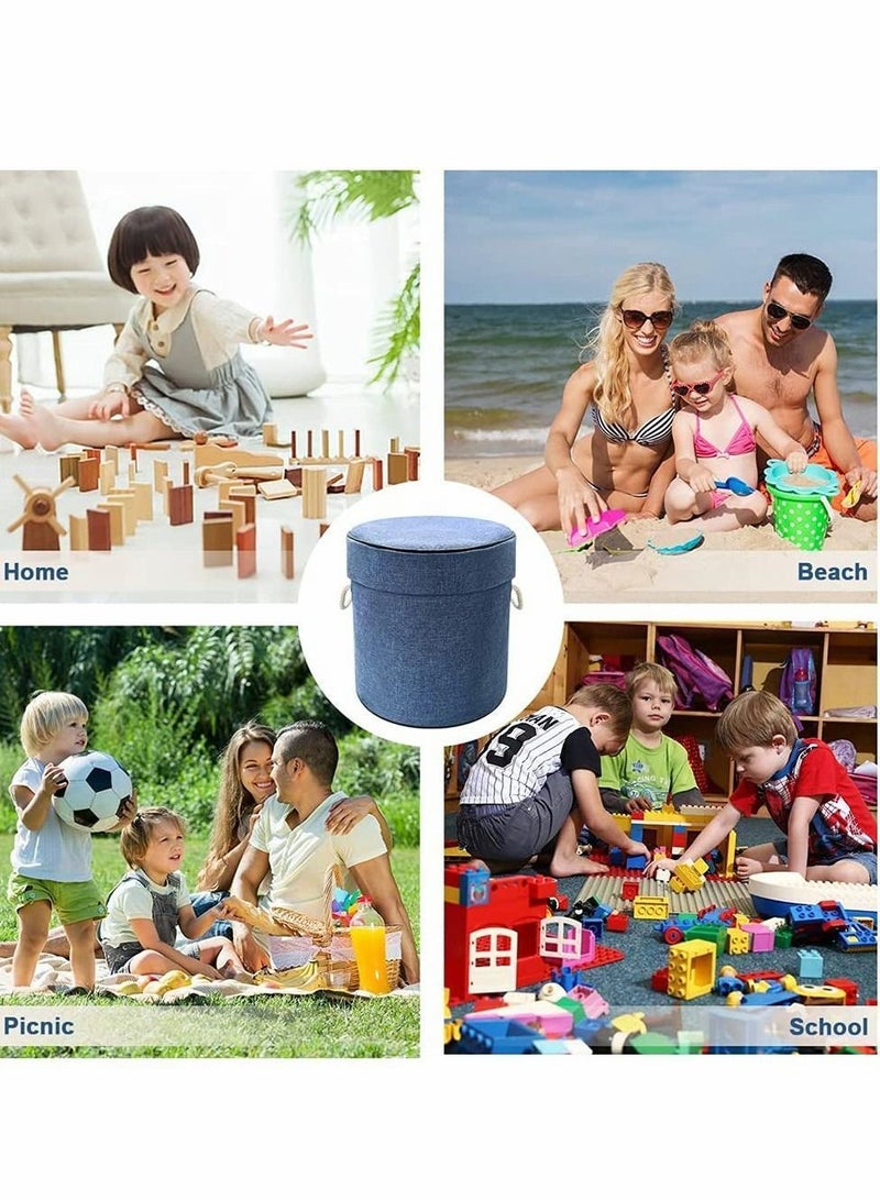 Y&D Toy Storage Organizer Baskets, Outdoor Quick Bag Collapsible Canvas Basket / Bin for Kids Room, Organizer, Prize Box Toys Classroom (blue) - Image 5