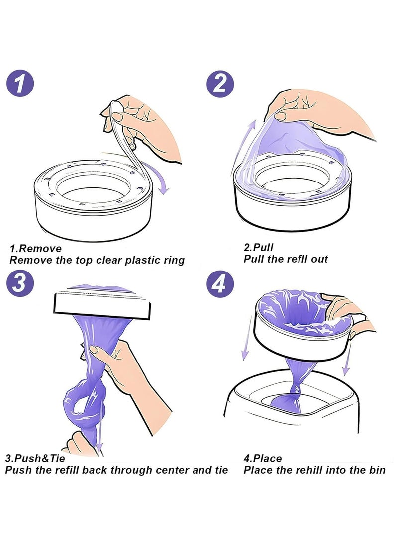 Generic 6-piece environmentally friendly diaper box filling bag, compatible with Tommee Tippee Twist&Click, Simplee Sangenic, and Baby AngelCare diaper box liner bucket processing systems (purple)  - Image 4