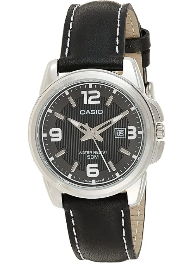 كاسيو Women's Analog Display Watch With Black Leather Strap - LTP-1314L-8A