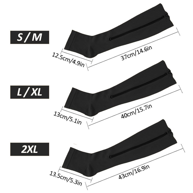 2 Pair Socks Zipper Leg Calf Sleeves Toeless for Running Hiking Climbing Driving Standing Flight Swelling Pain Relieve - Image 3