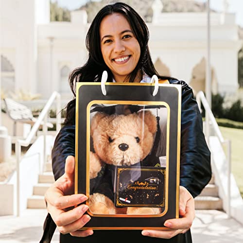 ZJoey 2 Sets Bear with Graduation Cap Toys Class of 2025 Graduation Plush Stuffed Teddy Bear Animal Dog Graduation Cap and Gown with Greeting Card and Bag for Graduation Day Gift(Black Graduation Bear) - Image 3