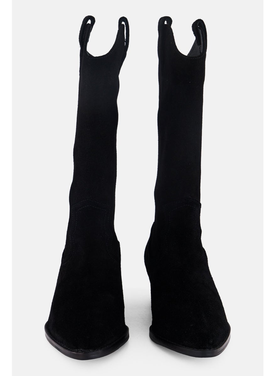 STEVE MADDEN Women Lingos Slip On Calf Length Boots, Black  - Image 3