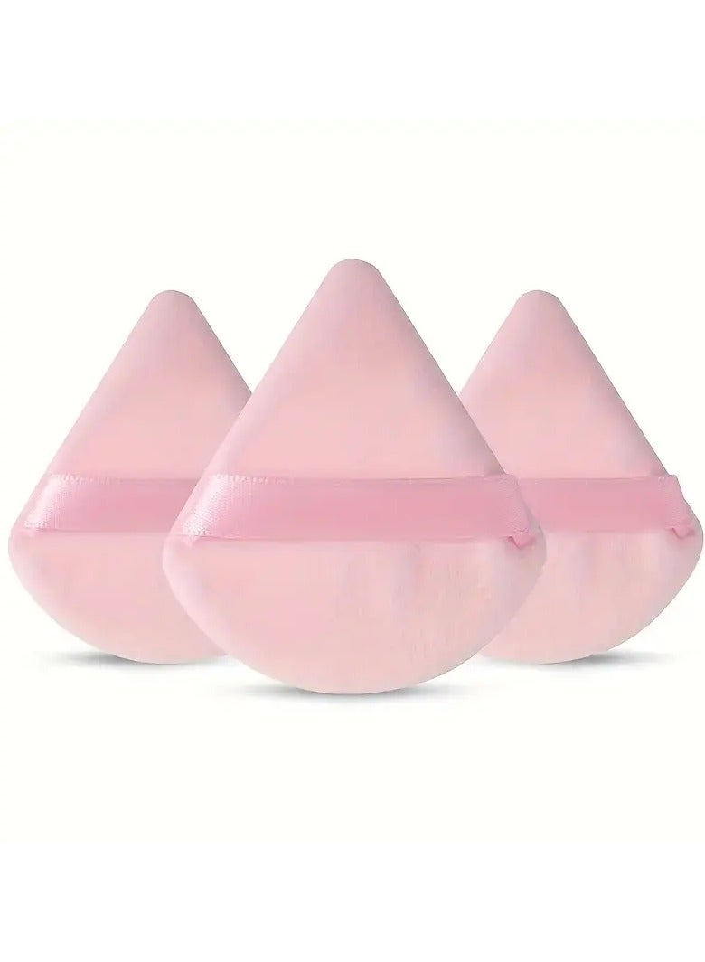 ORiTi 3PCS Powder Puffs, Soft Triangle Wedge Makeup Powder Puff For Loose Powder Mineral Powder Body Powder Velour Cosmetic Foundation Sponge Makeup Tool