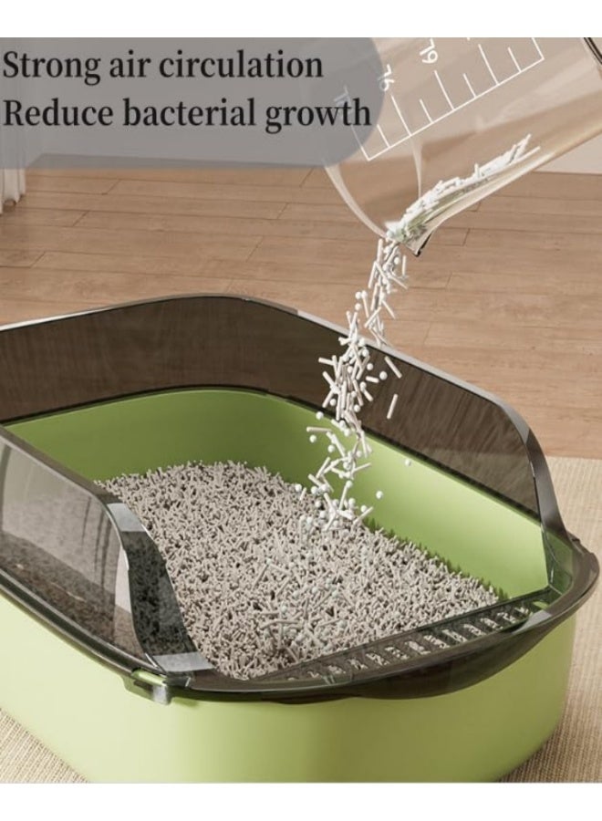 وانغبانغزي صندوق فضلات كبير للقطط بجوانب عالية، صندوق فضلات شبه مغلق، صينية فضلات قابلة للفصل مانعة للتناثر، مرحاض للقطط الصغيرة مع مجرفة لتصفية الفضلات، سهل التنظيف وبدون رائحة - Image 4