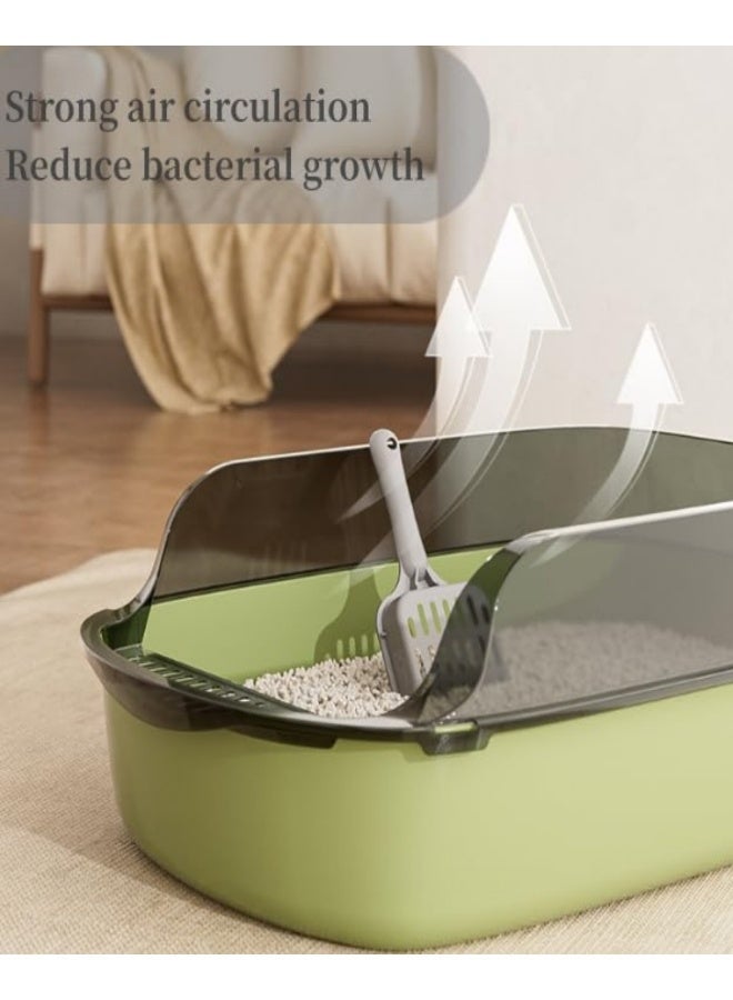 WangPangZi Large Cat Litter Box with High Sides, 50cm(L) Semi Enclosed Cats Litter Box, Open Top with High Sided Walls Tall Scatter Shield Scoop, Anti-Splashing Detachable Cat Litter Pan, No Odor Kitten Toilet, Easy to Clean, Included Plastic Pan Stain Resistant for Big Cats Indoor Multi-Cat Households, Green - Image 4