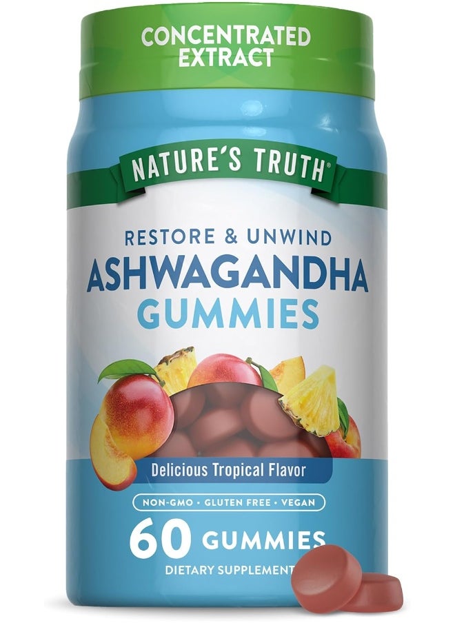 Nature's Truth - Ashwagandha Gummies | Vegan, Non-GMO, & Gluten Free Supplement | 60 Tropical Flavor Gummies | by Nature's Truth - Image 1
