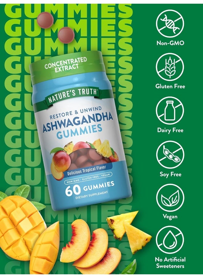 Nature's Truth - Ashwagandha Gummies | Vegan, Non-GMO, & Gluten Free Supplement | 60 Tropical Flavor Gummies | by Nature's Truth - Image 1