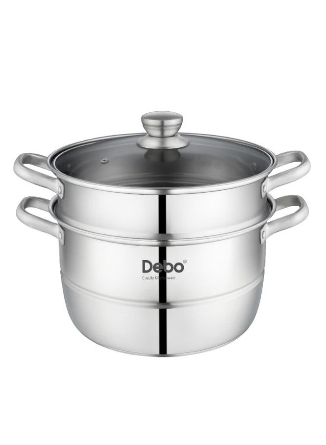 Debo Steamer Pot, Double-layer 304 Stainless Steel Soup Pot, Steamer, Compatible With Induction Cooker, Sofy, 28cm - Image 3