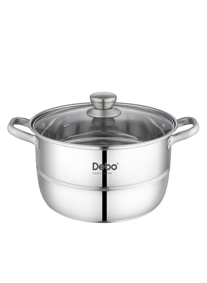 Debo Steamer Pot, Double-layer 304 Stainless Steel Soup Pot, Steamer, Compatible With Induction Cooker, Sofy, 28cm - Image 2