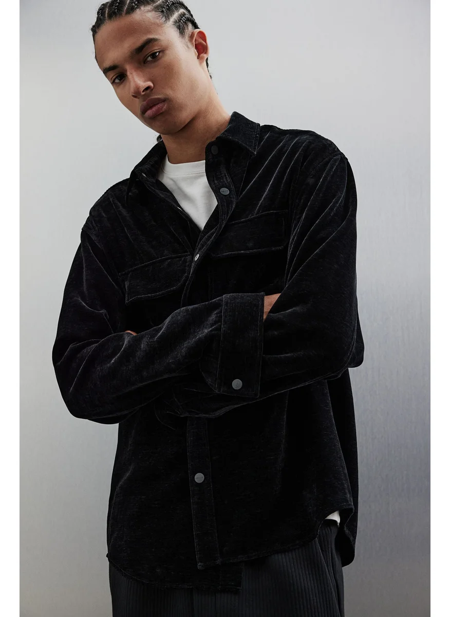 H&M Regular Fit Velvet Overshirt