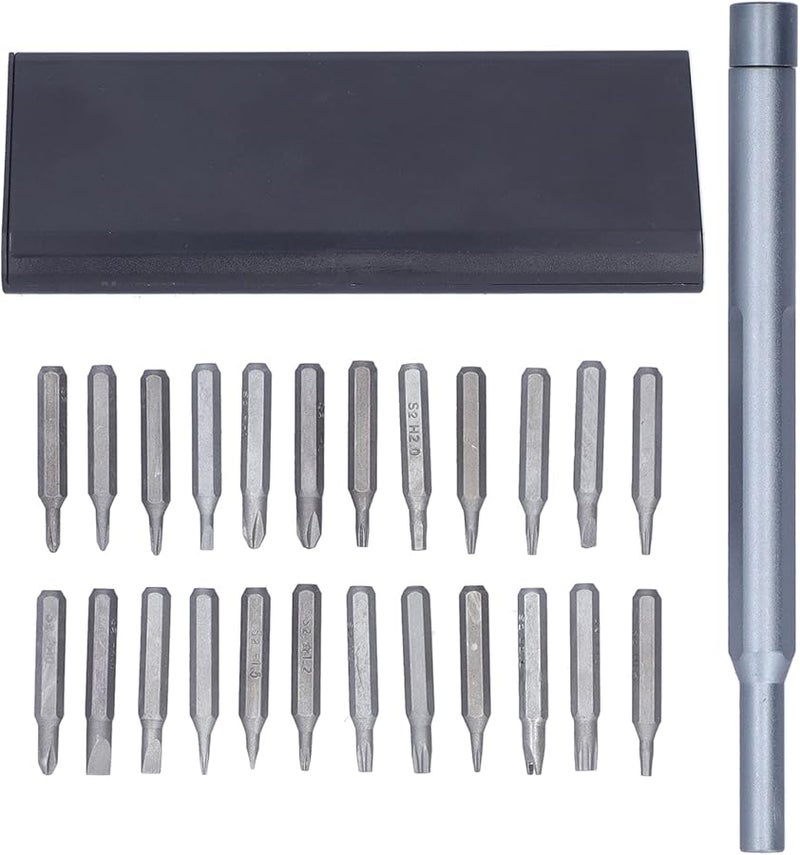 24 في 1 مجموعة مفكات فولاذية سبائكية دقيقة بمقبض ألومنيوم مضاد للانزلاق - Image 1