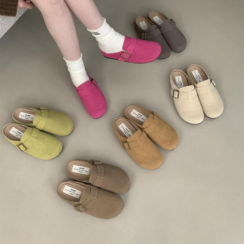 Boken Shoes 2025 Spring & Fall New Style Comfortable Lazy One-Leg Retro Casual Flats-Soled Toe-Cap Half Slippers For Women To Wear Outside - Image 2