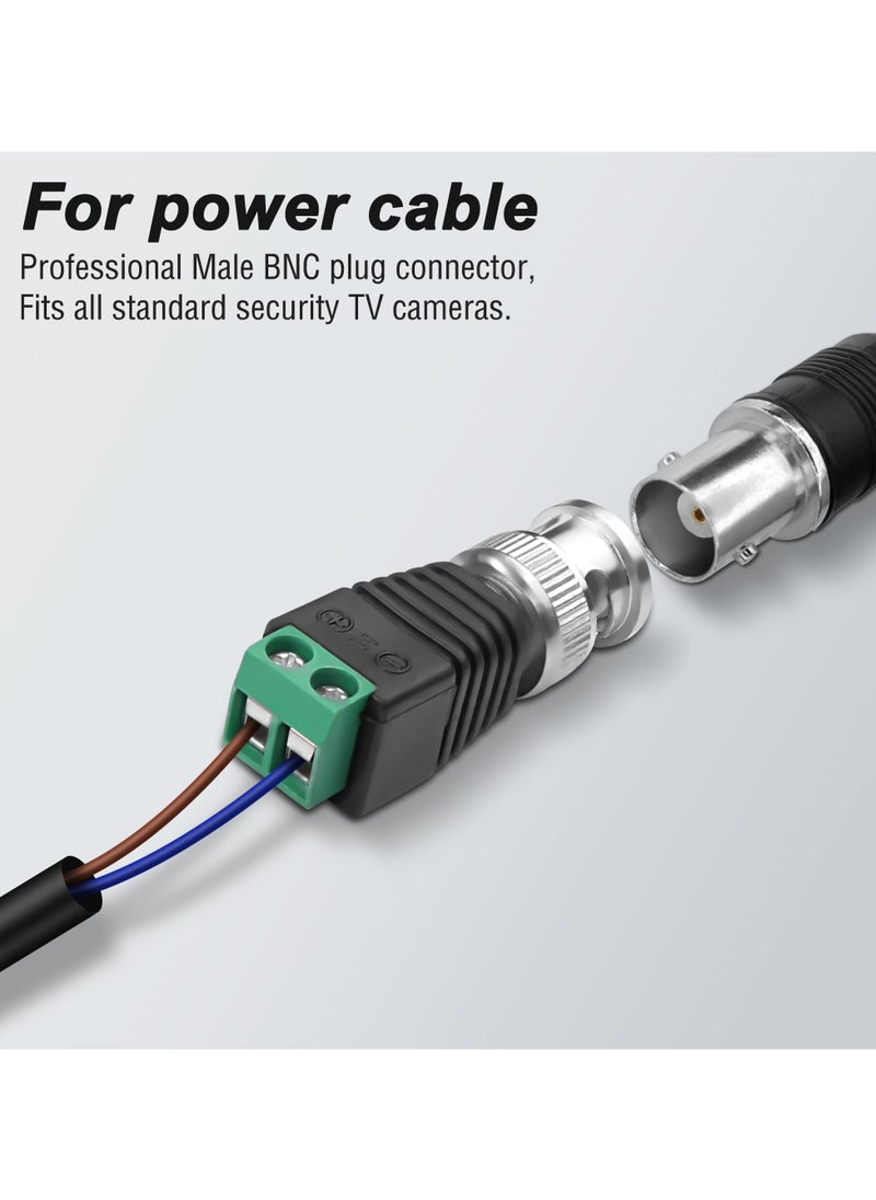 SANMUGEED - BNC Male Balun Connector, 10Pack BNC to Cat5e Adapter BNC Male Connector to 2 Screw Terminal Solderless Adapter for Coax Cat5/6 to BNC CCTV Security Surveillance - Image 1