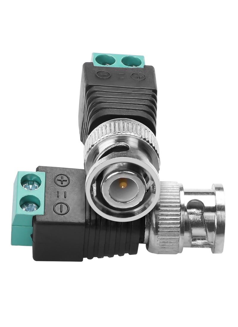 SANMUGEED - BNC Male Balun Connector, 10Pack BNC to Cat5e Adapter BNC Male Connector to 2 Screw Terminal Solderless Adapter for Coax Cat5/6 to BNC CCTV Security Surveillance - Image 1
