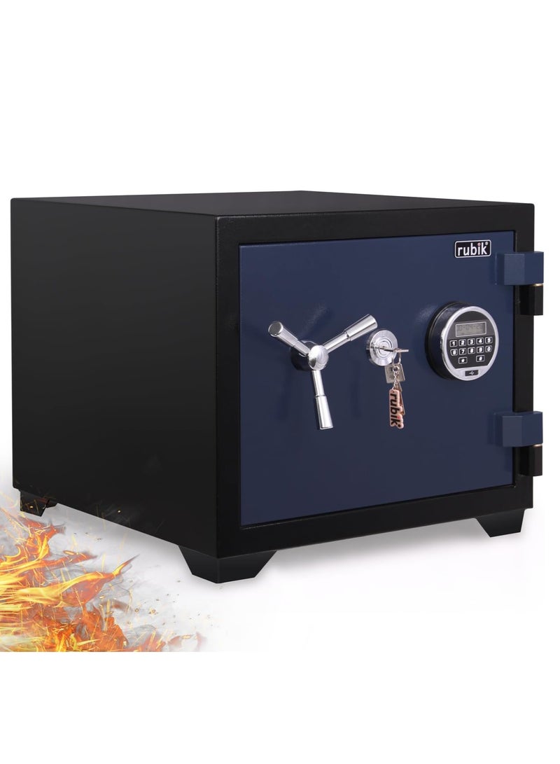 Rubik Fireproof Safe Box 63 KG, Digital & Key Lock Operated, 2 Hours Fire Rated Safety Locker, RBDF-430 (Black/Blue) - Image 1