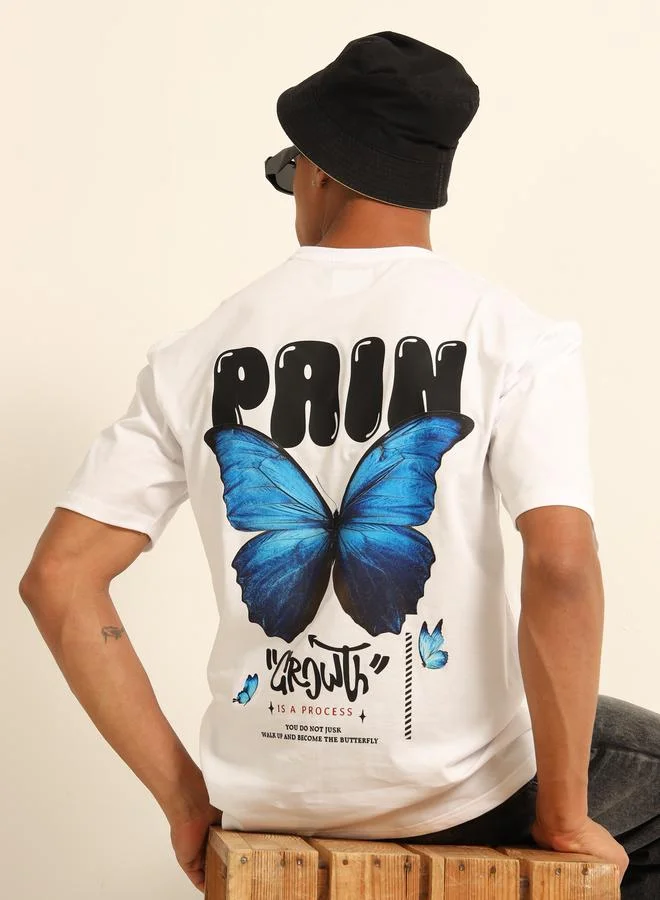 بوشيرت تيشيرت واسع بطبعة بين جروث