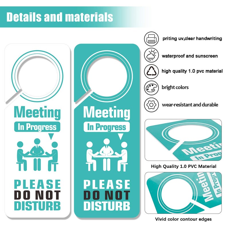psler 3 Pack Meeting in Progress Door Sign, Do Not Disturb Door Hanger Sign Funny PSLER Meeting in Progress Door Sign Two Sided Used for Many Places Like Law Firms, Offices, Clinics Christmas Gifts - Image 2
