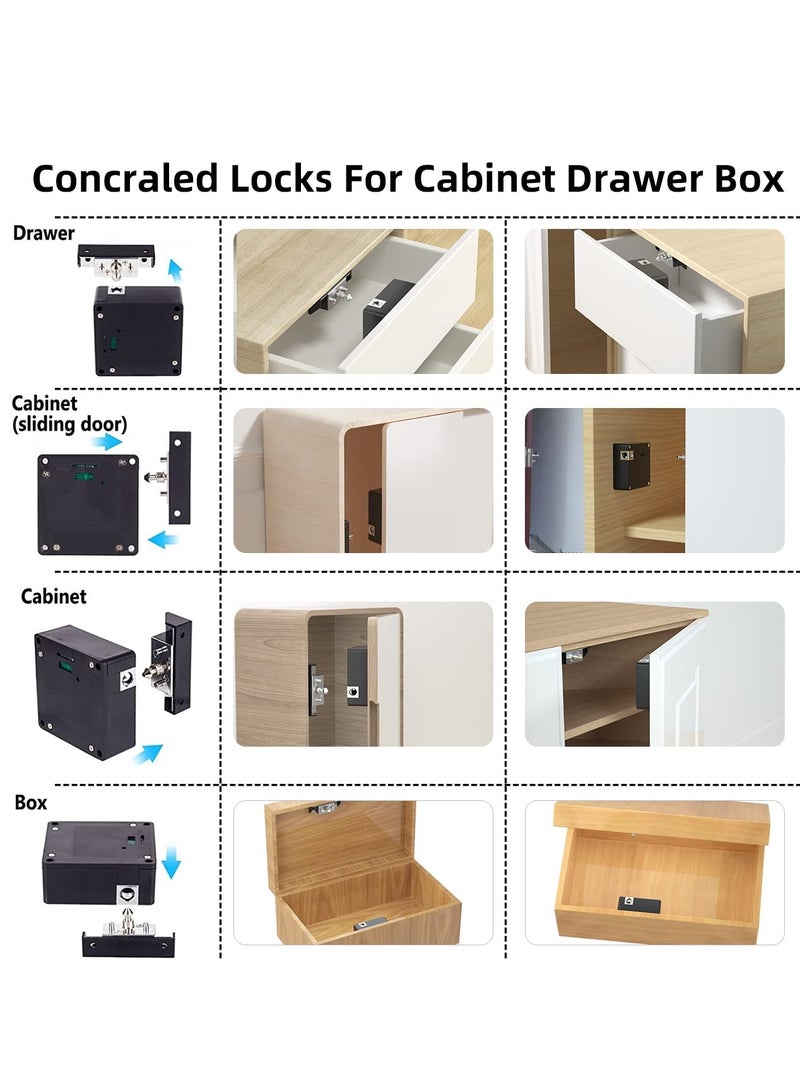 Zikra Electronic Cabinet Lock Kid Hidden Drawer Locks for Children Hidden DIY Cabinet Lock with Slide Latch Lock for Double Door Cabinet Drawer Wooden Cupboard - Image 5