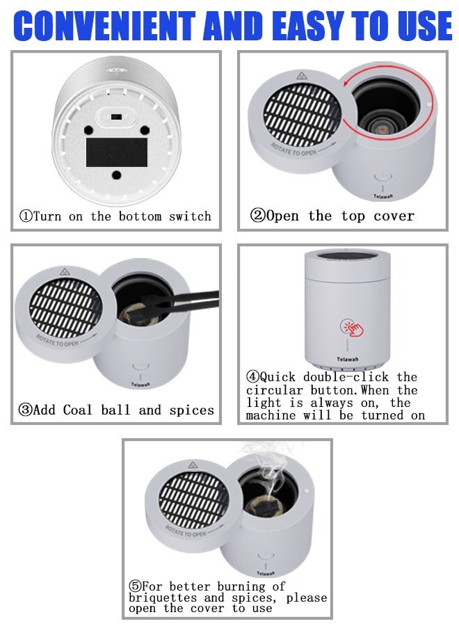 Telawah Electric Aroma Diffuser Incense Burner Bukhoor For Home Hotel Freshening Portable Aroma Diffuser Decoration 9 x 9 x 11 cm（White Pattern Coil Cover) - Image 2