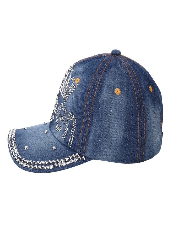 FALETO Bling Baseball Cap for Women Bejeweled Distressed Denim and Diamonds Hat Studded Rhinestone Cap Queen - Image 4