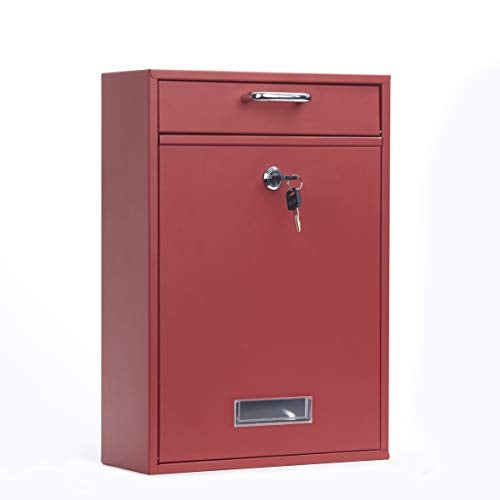 Yulli Wall Mounted Locking Vertical Dropbox Mailbox - Safe and Secure | Made with Galvanized Steel (Large, Red) - Image 2