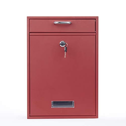 Yulli Wall Mounted Locking Vertical Dropbox Mailbox - Safe and Secure | Made with Galvanized Steel (Large, Red) - Image 1
