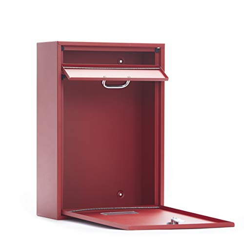 Yulli Wall Mounted Locking Vertical Dropbox Mailbox - Safe and Secure | Made with Galvanized Steel (Large, Red) - Image 4