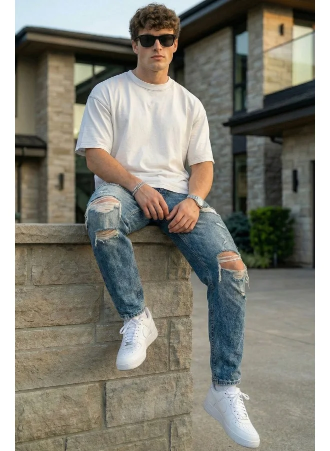 فيردو Veirdo®White Oversized Baggy Fit Drop Shoulder Half Sleeves Round Neck Solid Pure Cotton T-Shirt for Men (OS_100_White_S)