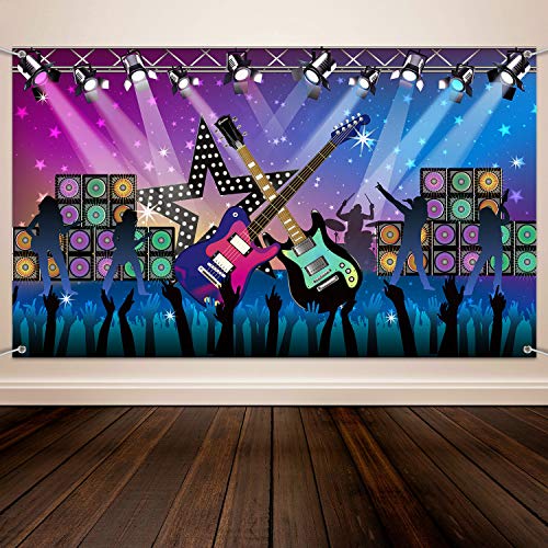 Blulu Karaoke Party Decorations Rock and Roll Backdrop Banner Tapestry Band Rock Star Banner for Music Party Photography Studio Props Festival Decor 728 x 433 Inch - Image 1