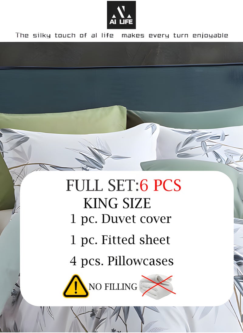 Al LIFE AI LIFE 400 Thread Count Cotton King Size Bed Sheets Set Long Staple Microfiber Cotton King Size Bedding Set Soft Bed Cover Set Fitted Sheet Flat Sheet & 4 Pillowcases  - Image 3