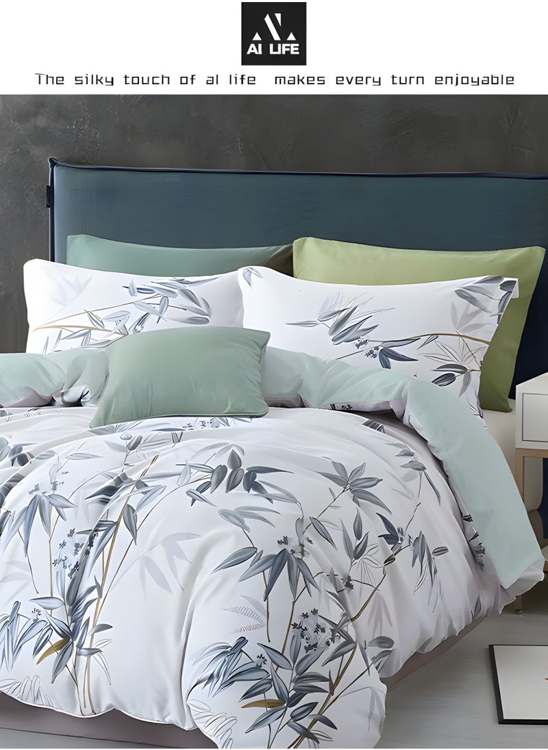 Al LIFE AI LIFE 400 Thread Count Cotton King Size Bed Sheets Set Long Staple Microfiber Cotton King Size Bedding Set Soft Bed Cover Set Fitted Sheet Flat Sheet & 4 Pillowcases  - Image 2