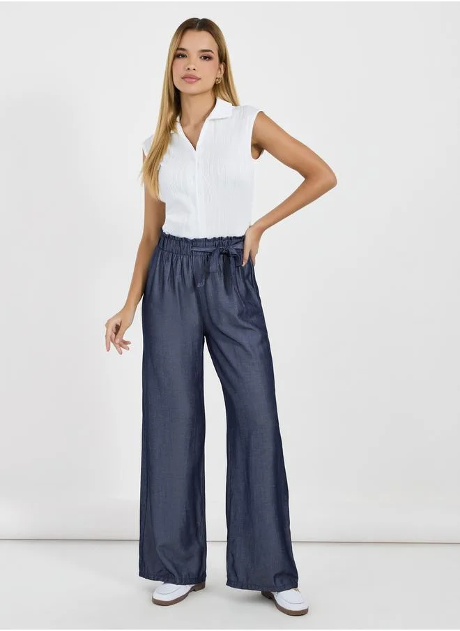 Styli High Rise Drawstring Paper Bag Waist Pants