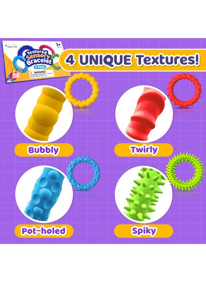 SMALL FISH - Sensory Fidget Toys For Kids Adults - 4 Pack Stretchy Fidget Bracelet | Texture & Calming Autism Sensory Toys For Special Needs Autistic Children | Calm Down Toy For Toddler Girls Boys - Image 1