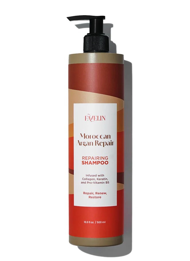 favelin - Favelin Moroccan Argan Repairing Shampoo Infused with Collagen Keratin Pro-Vitamin B5-300 ml - Image 1