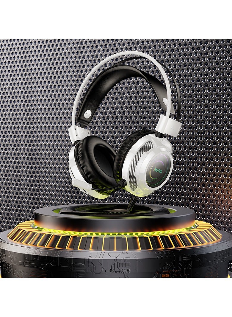 هوكو سماعة رأس W110 - RGB سلكية للألعاب مع ميكروفون | كابل بطول 2 متر | ابيض - Image 3