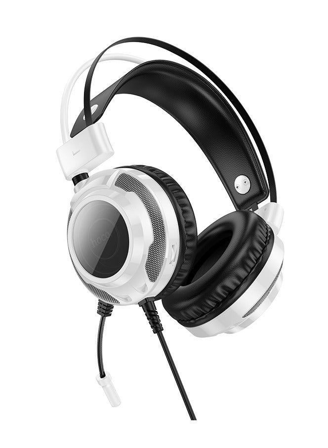 هوكو سماعة رأس W110 - RGB سلكية للألعاب مع ميكروفون | كابل بطول 2 متر | ابيض - Image 2