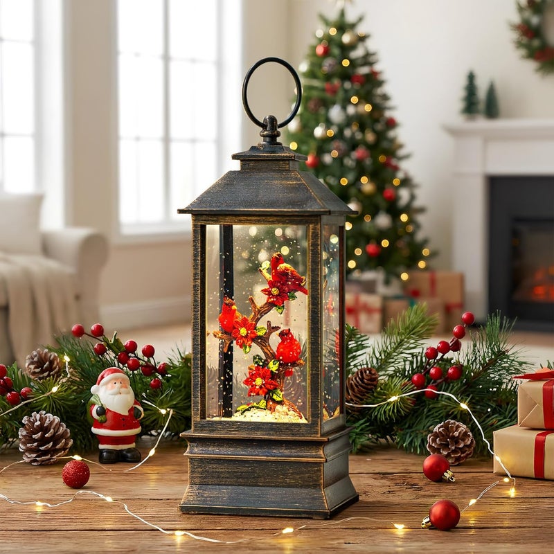 ZQQLITE Christmas Snow Globe Lantern Indoor Decor Cardinal with Music,6H Timer,USB Lined/Battery Operated Lighted Lantern for Christmas Festival Decoration Giftsts - Image 5