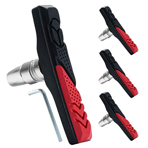 RUJOI 2 Pairs Bike Brake Pads Set,72mm V Brake Shoes with Hex Nuts and Washers, Brakes V-Brake Replacement Set for Cruiser MTB Mountain Bicycle - Image 1