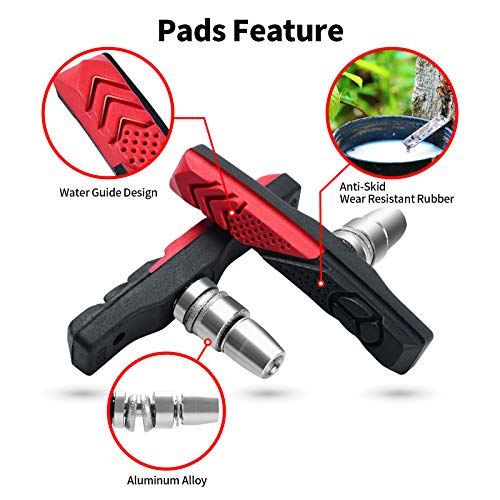 RUJOI 2 Pairs Bike Brake Pads Set,72mm V Brake Shoes with Hex Nuts and Washers, Brakes V-Brake Replacement Set for Cruiser MTB Mountain Bicycle - Image 4